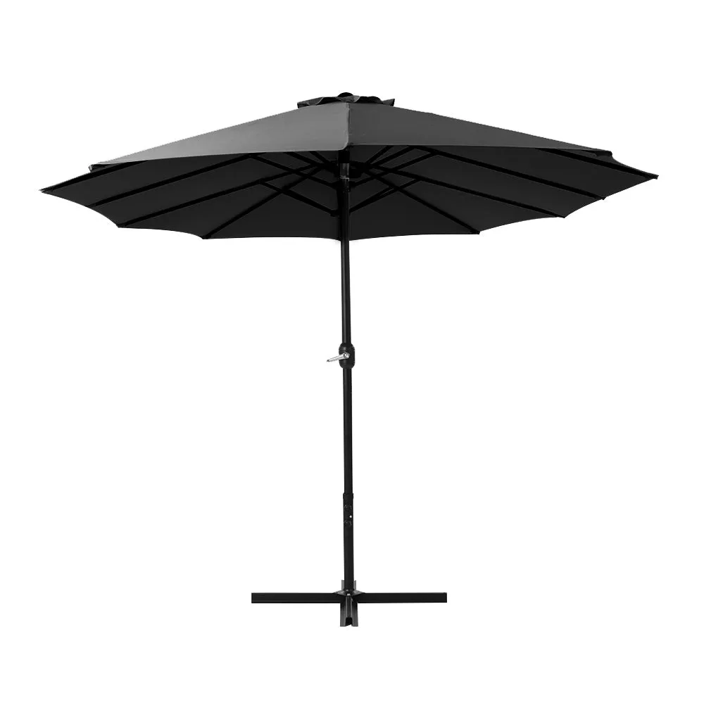 Outdoor Umbrella Twin Umbrellas Beach Garden Stand Base Sun Shade 4.57m - Black