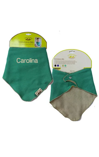 Personalized Bandana Bib - Reversible Emerald/Beige