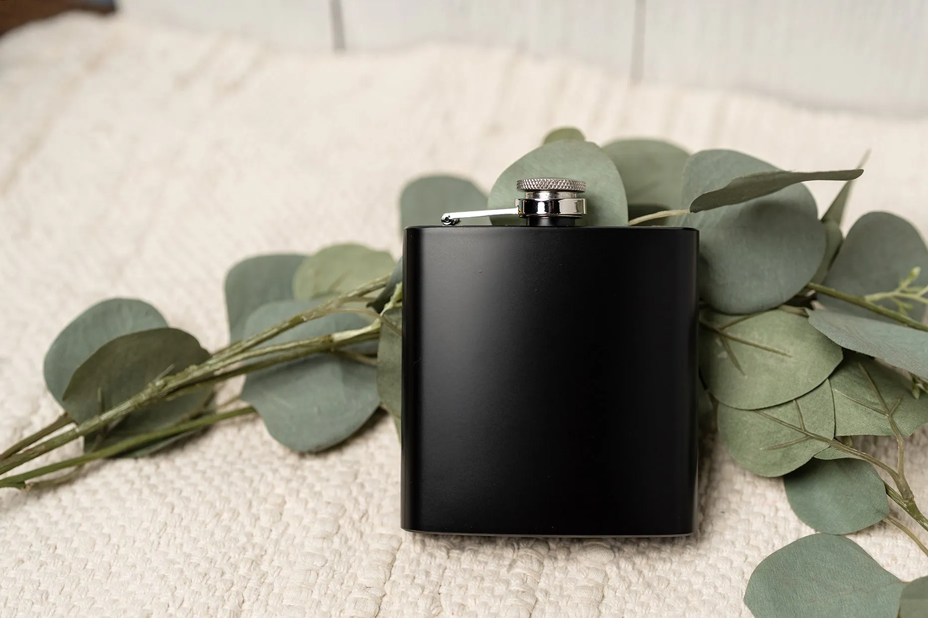 Personalized Mustache Birthday Matte Black Flask