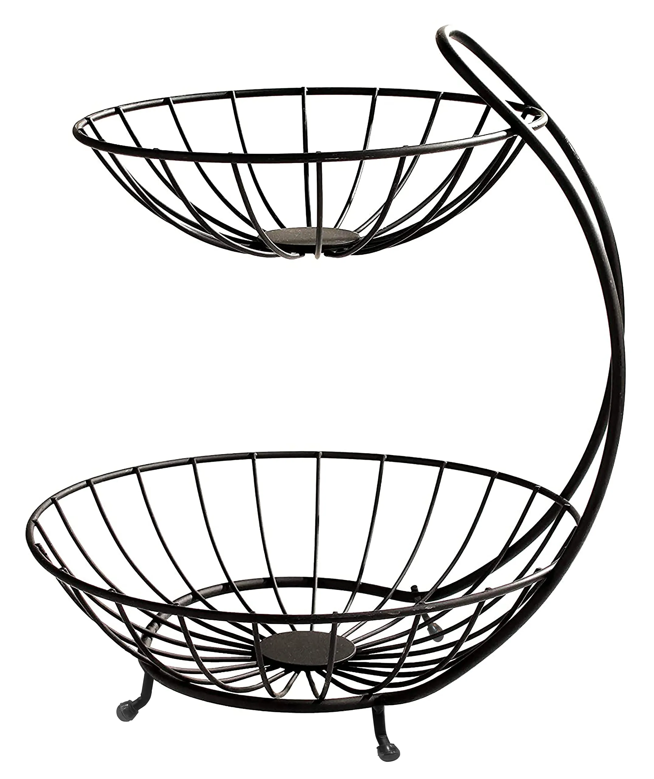 Plantex Heavy Steel 2-Tier Fruit & Vegetable Basket For Dining Table/Kitchen - Countertop (Black), 9 liter