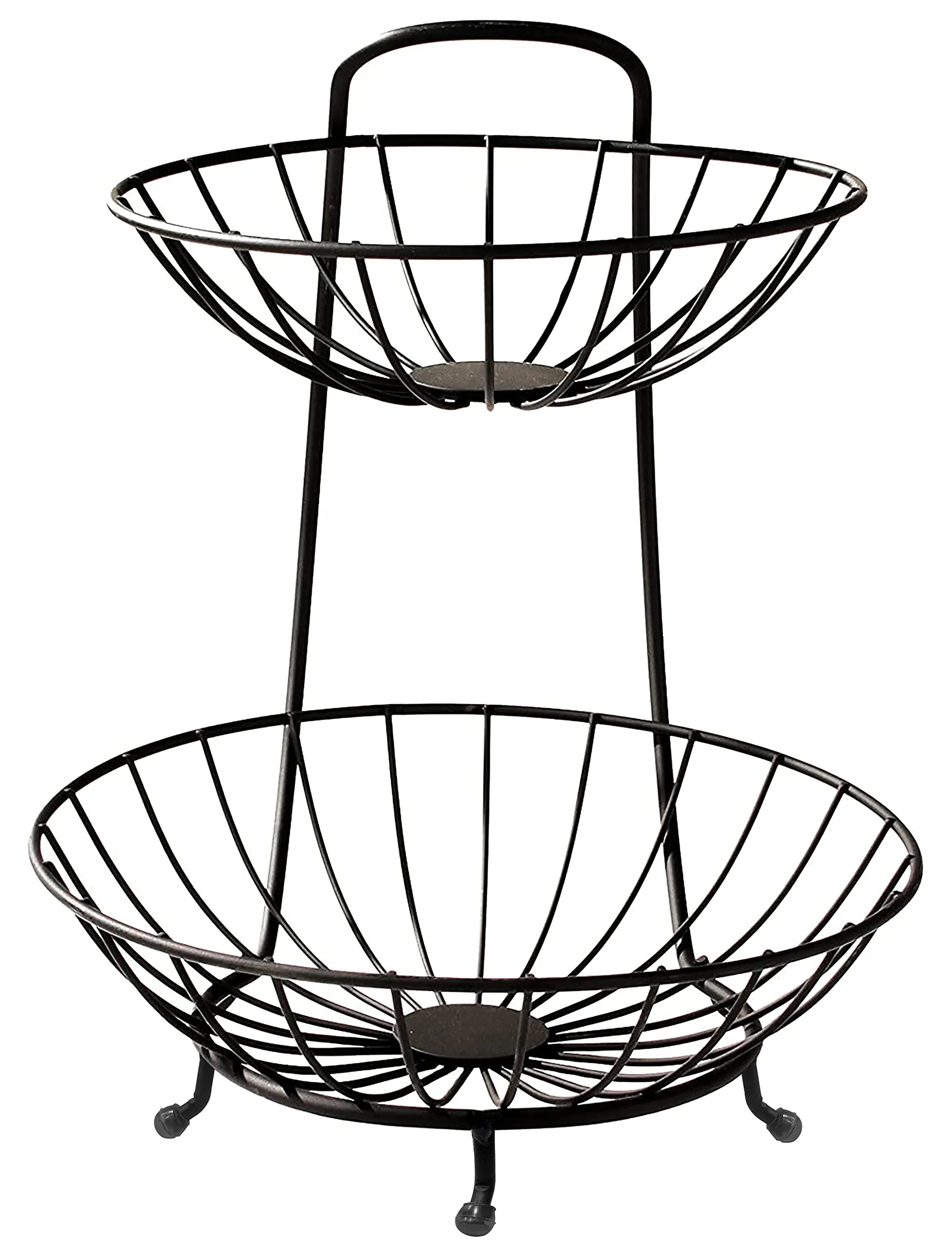 Plantex Heavy Steel 2-Tier Fruit & Vegetable Basket For Dining Table/Kitchen - Countertop (Black), 9 liter