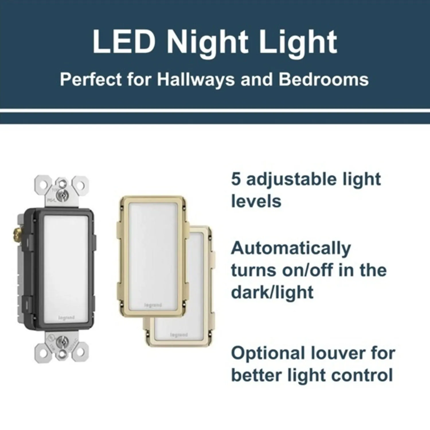 radiant Full Night Light with Adjustable Light Levels, Black/Ivory/Light Almond