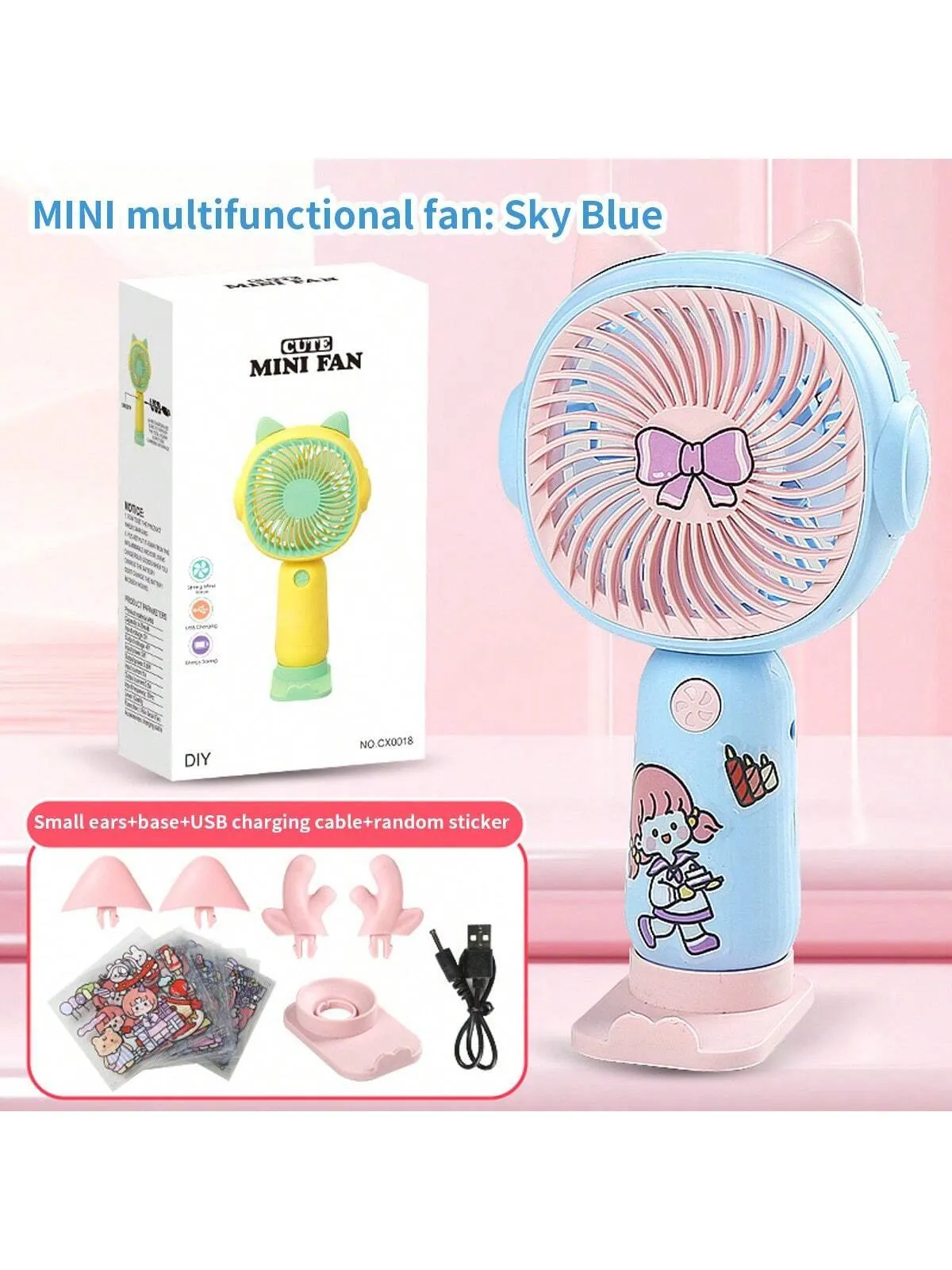 Rechargeable Mini Cartoon Handheld & Table Fan