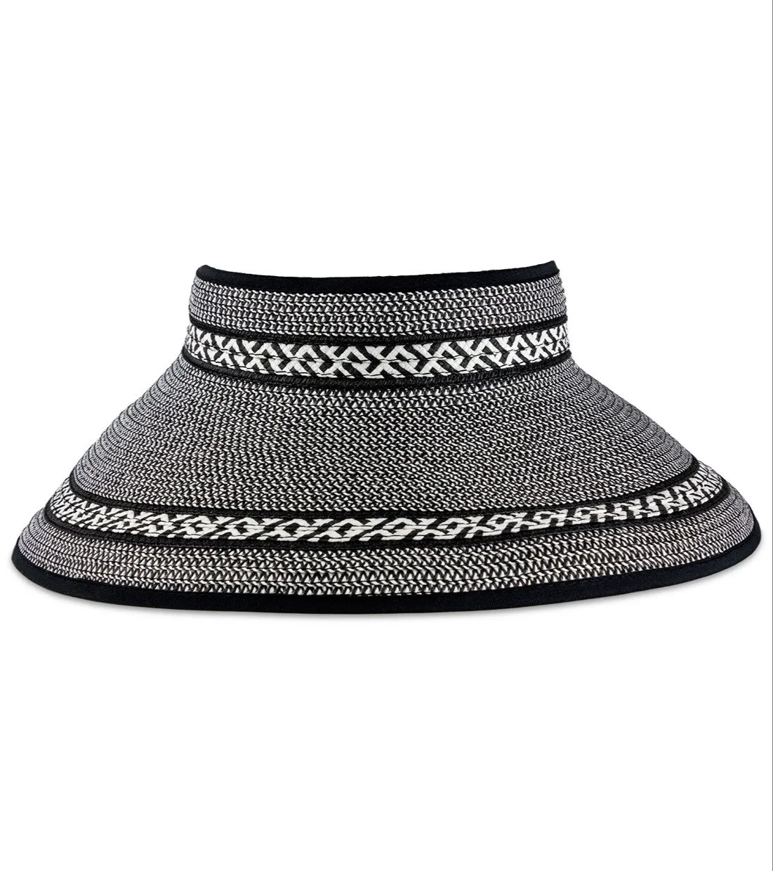 Roll-Up Straw Sun Visor with Contrast Pattern