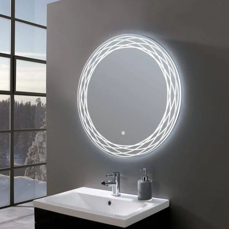 Round Shape LED Mirror with 3 Lighting Options (Warm, Natural White, Cool White) with Touch Sensor (24X24INCH) L36 Stylish and Decorative Design.