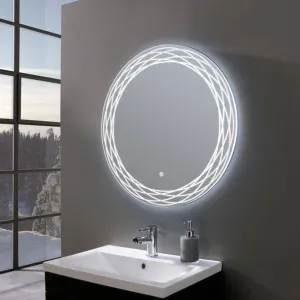 Round Shape LED Mirror with 3 Lighting Options (Warm, Natural White, Cool White) with Touch Sensor (24X24INCH) L36 Stylish and Decorative Design.