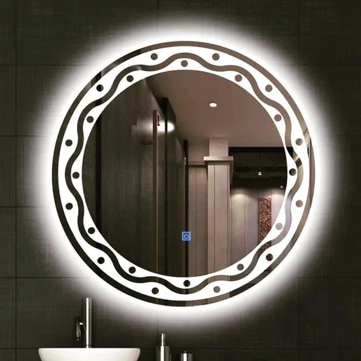 Round Shape LED Mirror with 3 Lighting Options (Warm, Natural White, Cool White) with Touch Sensor (24X24INCH) L44 Stylish and Decorative Design.