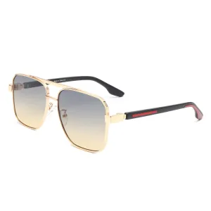 Shimmer - Square Flat Top Tinted Brow-Bar Fashion Sunglasses