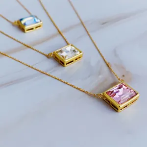 Sweet Square Pendant Necklace