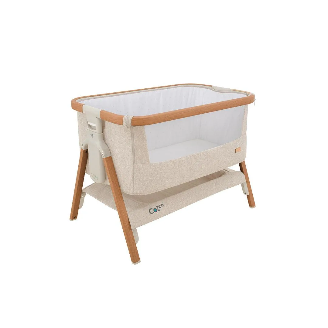 Tutti Bambini CoZee Bedside Crib - Scandinavian Walnut/Ecru