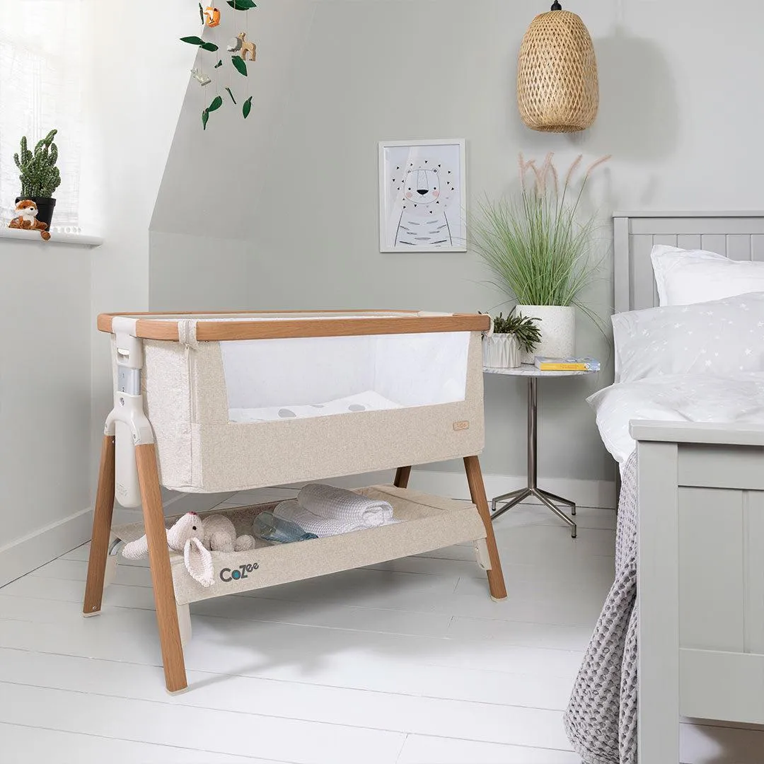 Tutti Bambini CoZee Bedside Crib - Scandinavian Walnut/Ecru