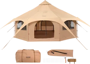 Vevor Bell Tent 16.4' Breathable Canvas Yurt with Stove Jack and Detachable Groundsheet Fits 8 People New