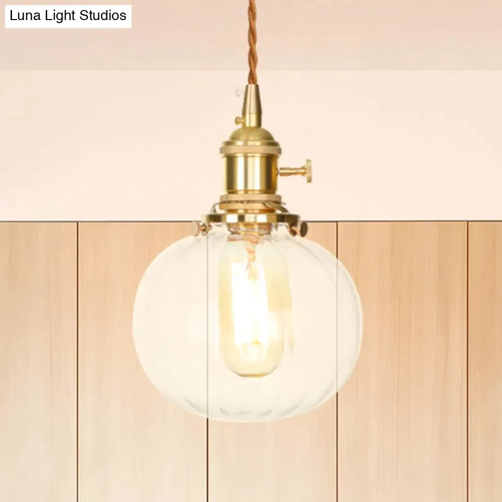 Vintage-Style Globe Pendant Light with Clear Glass Finish - Ideal Foyer Hanging Fixture