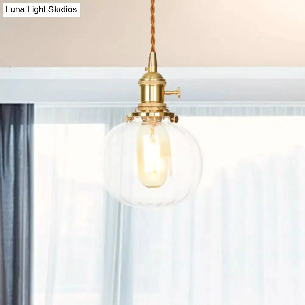 Vintage-Style Globe Pendant Light with Clear Glass Finish - Ideal Foyer Hanging Fixture