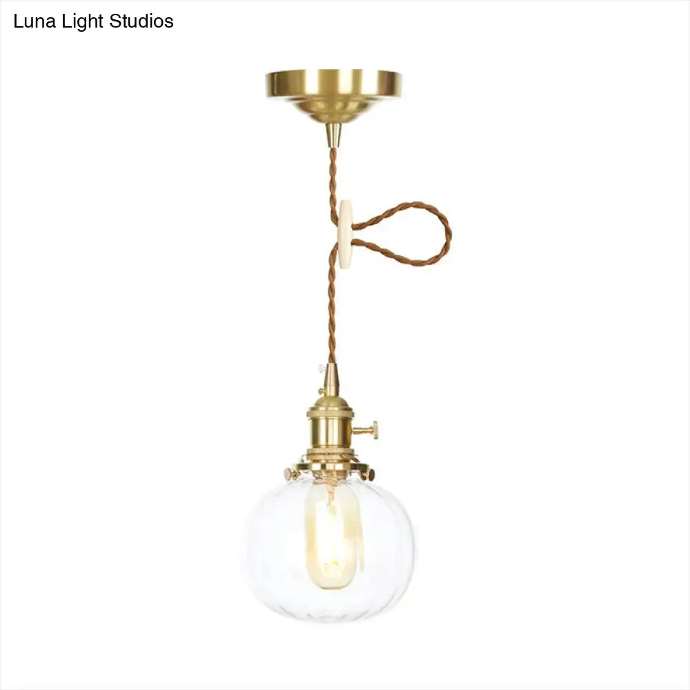 Vintage-Style Globe Pendant Light with Clear Glass Finish - Ideal Foyer Hanging Fixture