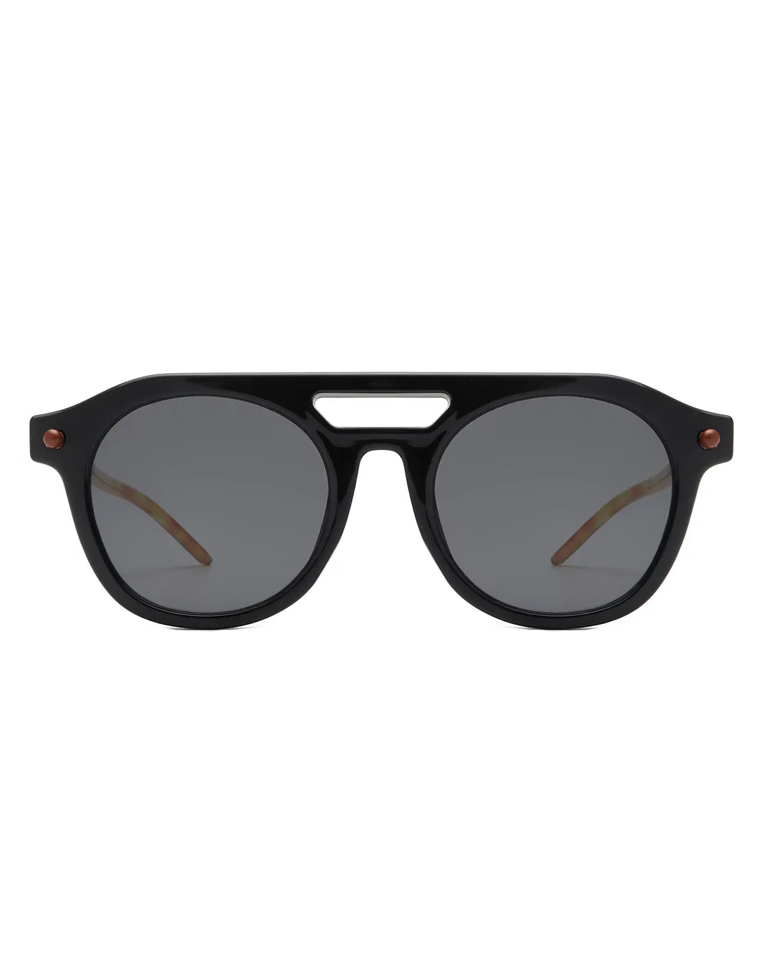 Vivid - Retro Round Brow-Bar Vintage Circle Sunglasses