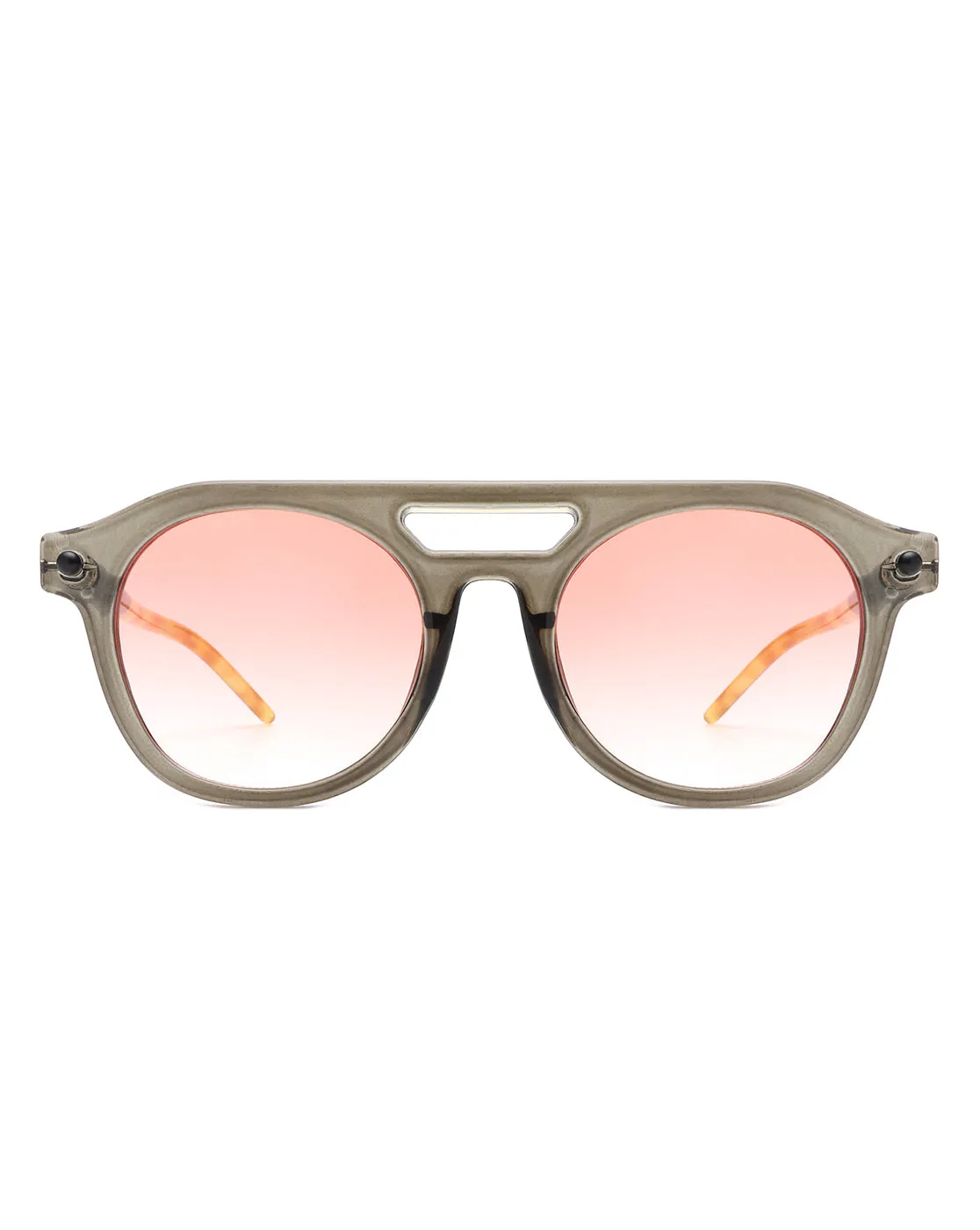 Vivid - Retro Round Brow-Bar Vintage Circle Sunglasses