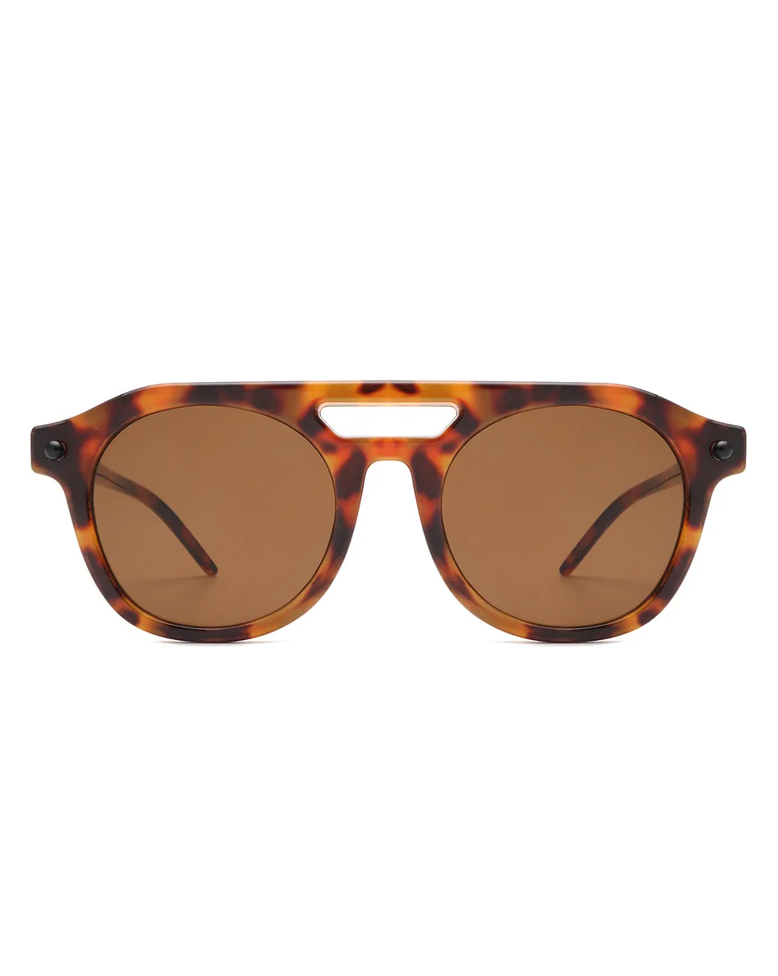 Vivid - Retro Round Brow-Bar Vintage Circle Sunglasses