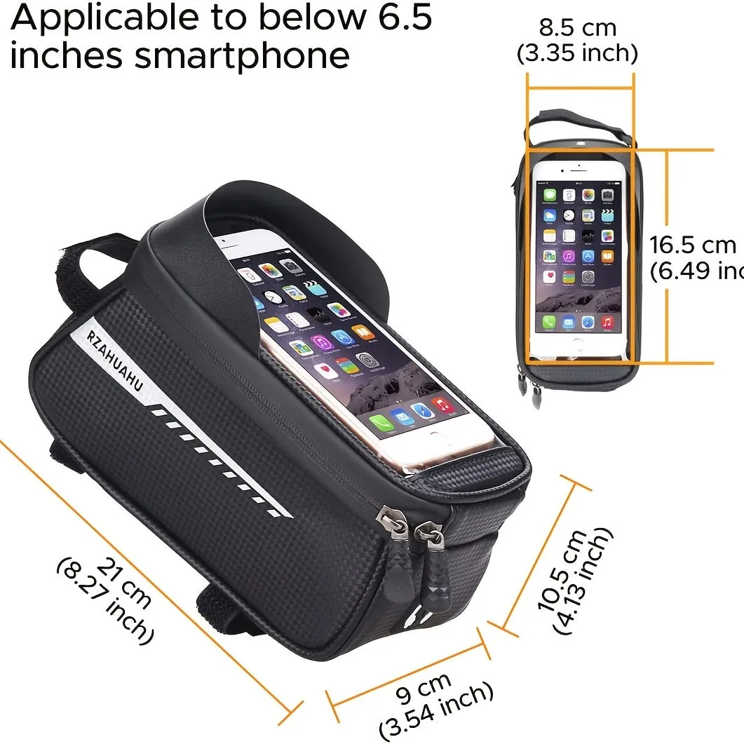 Waterproof Front Frame Bag with Phone Holder for Cyclists