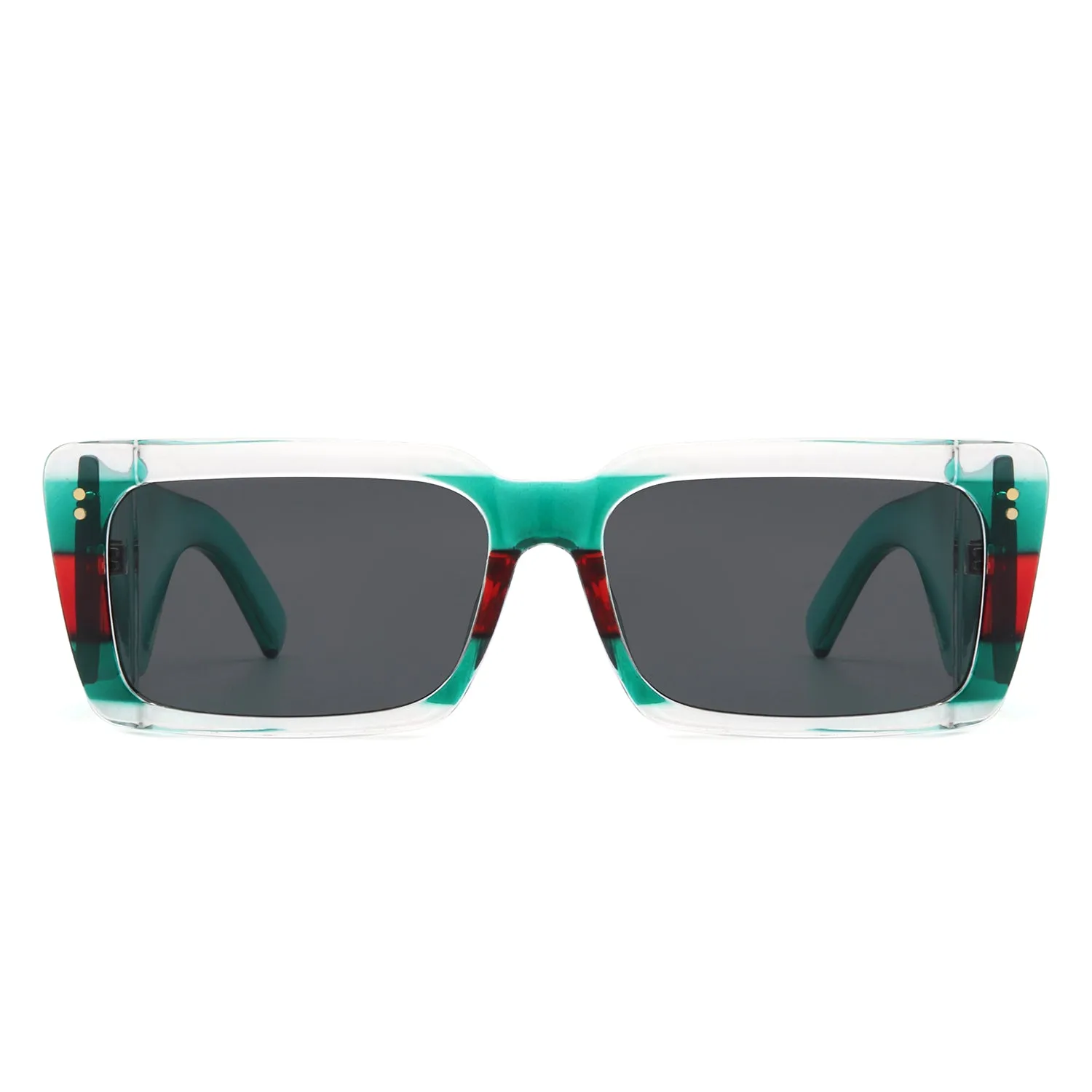 Yoplines - Retro Rectangle Square Flat Top Tinted Sunglasses