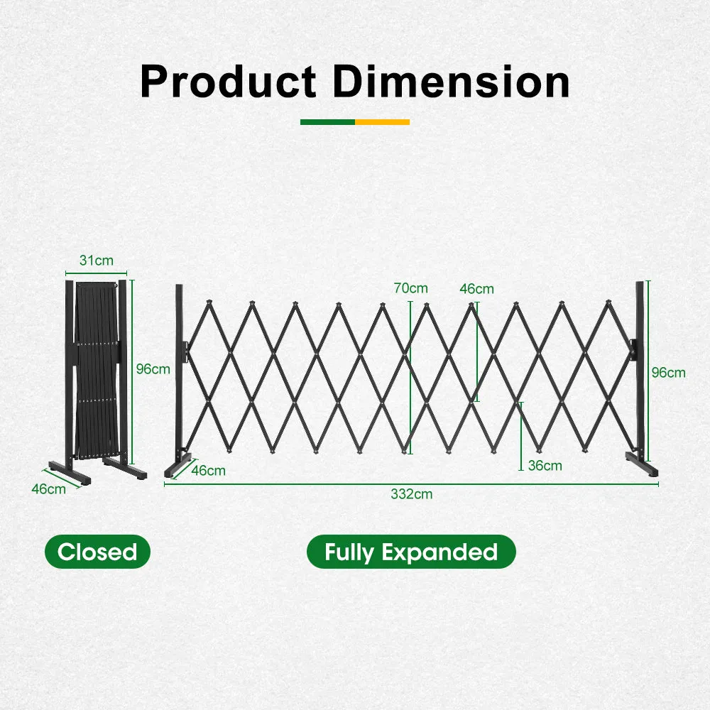 ZUNI Garden Security Fence Gate Expandable Aluminum Barrier Indoor Outdoor Black